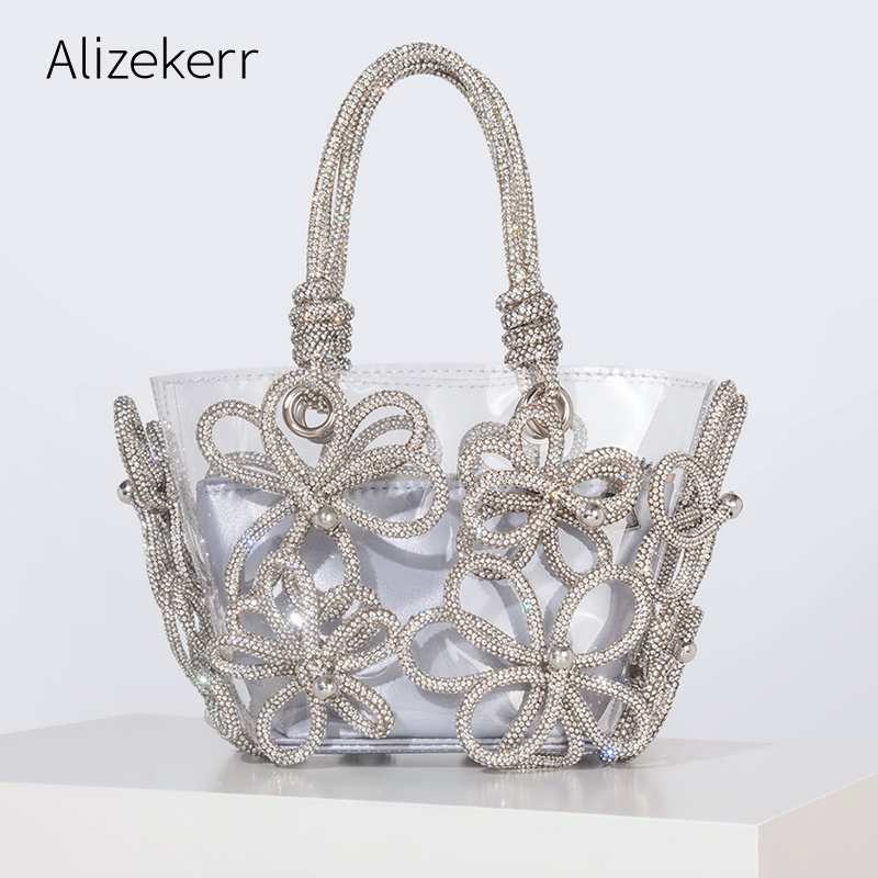 Women'S Bags Holiday - Diamentowy kwiat przezroczyste duże torba z