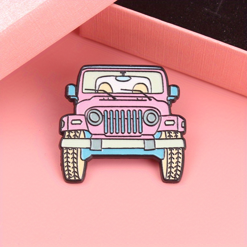 Women'S Jeep Bags - Urocza różowa emaliowana przypinka z kreskówki