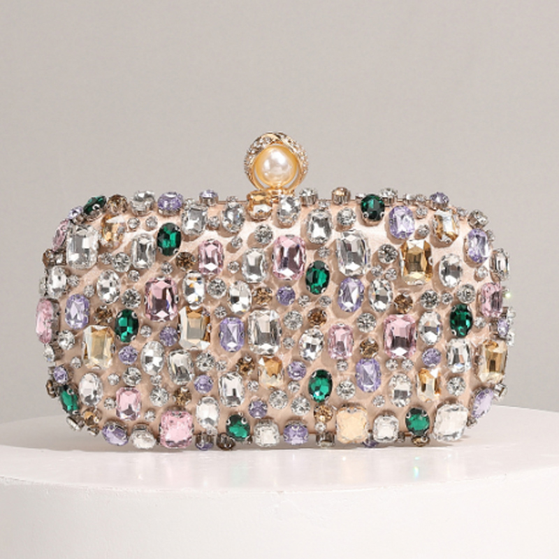 Clutch Bag Evening - Nowa Kolorowa Torebka Bankietowa z Diamentami,