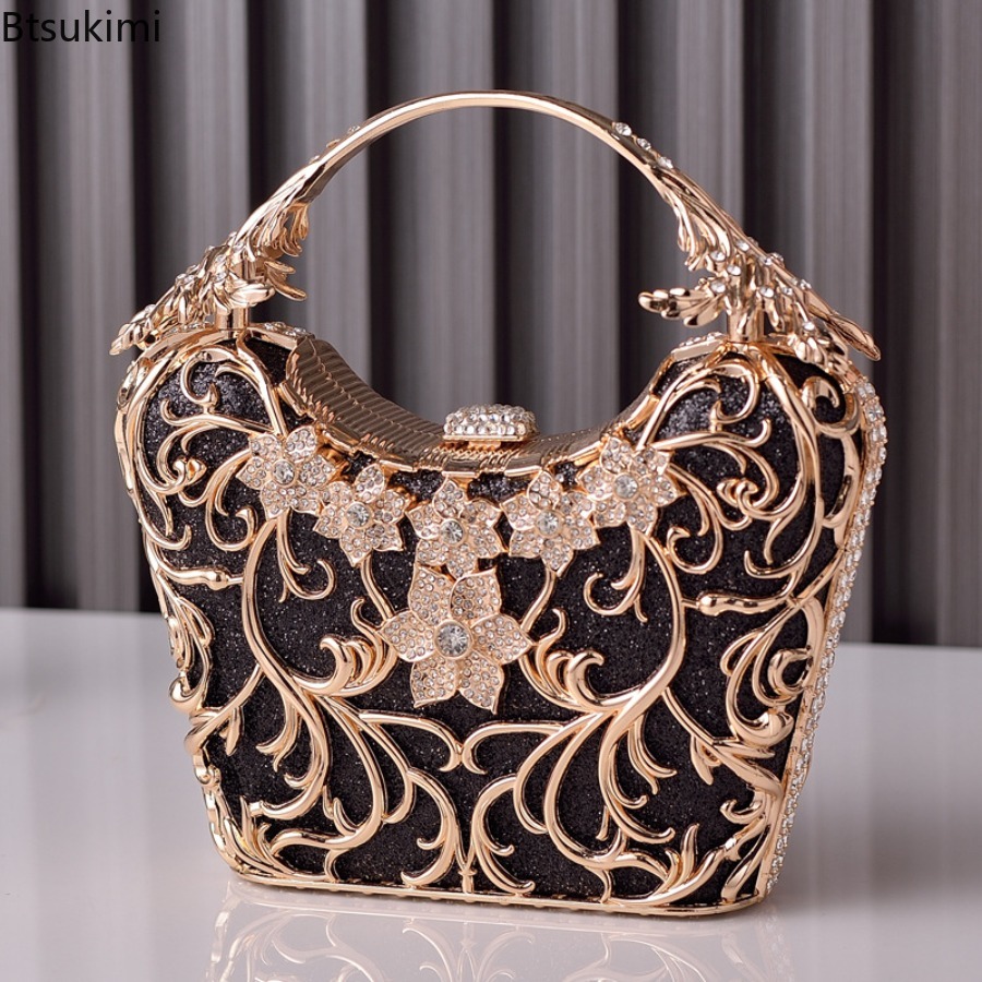 Clutch Bag Evening - Wydrążone metalowe torebki wieczorowe damskie, błyszczące