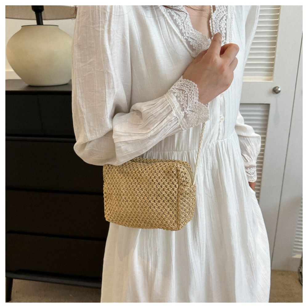 Women'S Bags Holiday - Modna damska letnia tkana torba na