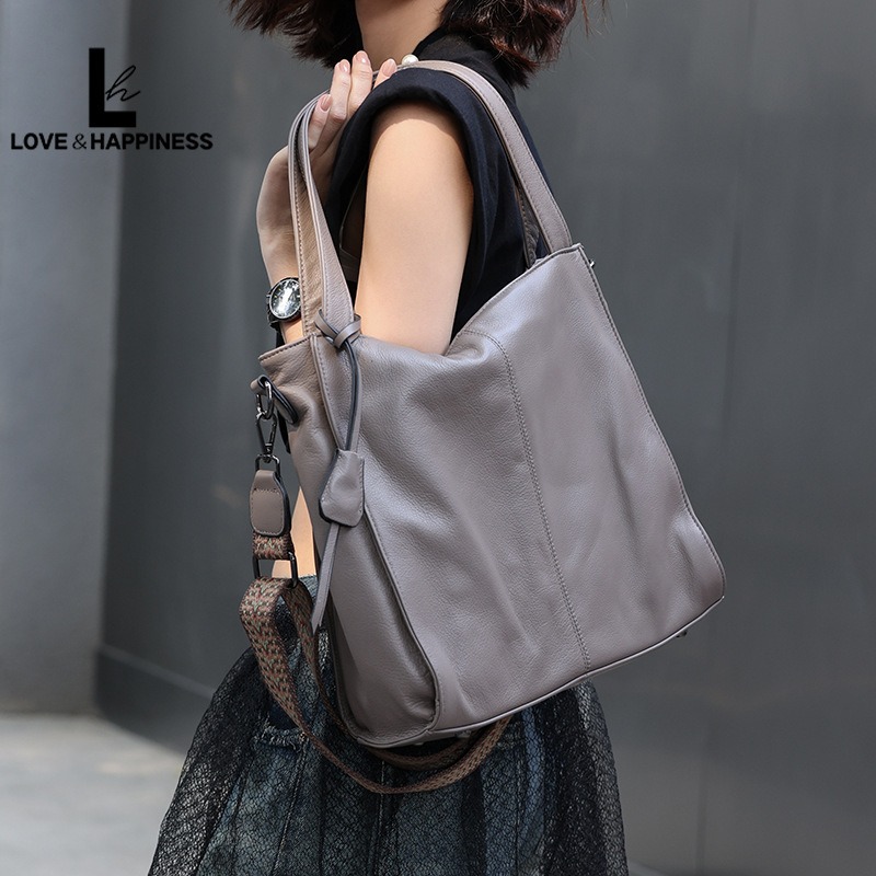 Women Bags Grey - Nesitu Highend A4 Czarno-Szaro-Fioletowa Duża Pojemność