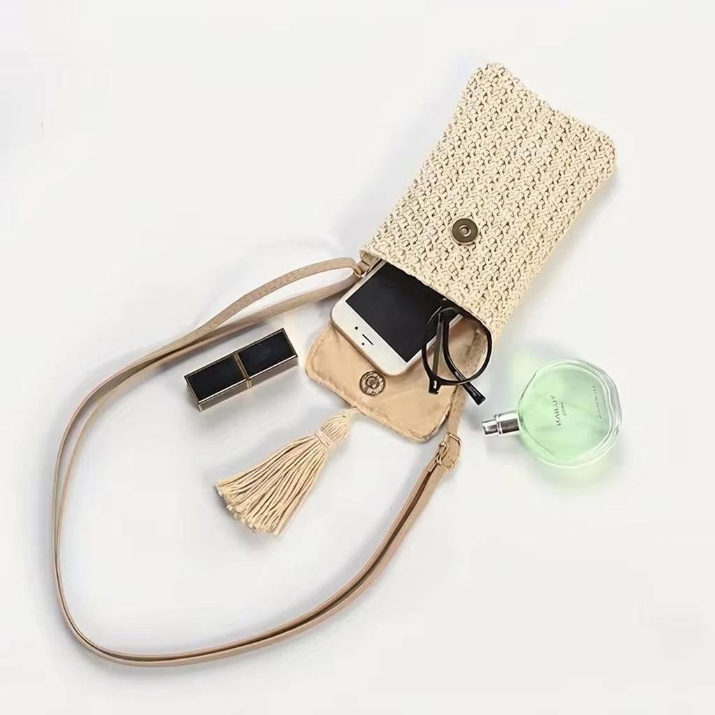 Women'S Bags Holiday - Słomkowa Torebka Crossbody Damska Mini Tkana