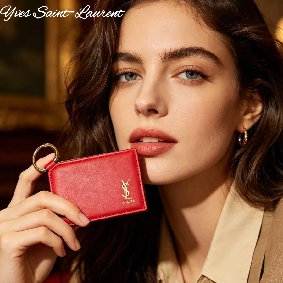 Women'S Bags Holiday - YSL Czerwone Skórzane Kwadratowe Mini Lusterko