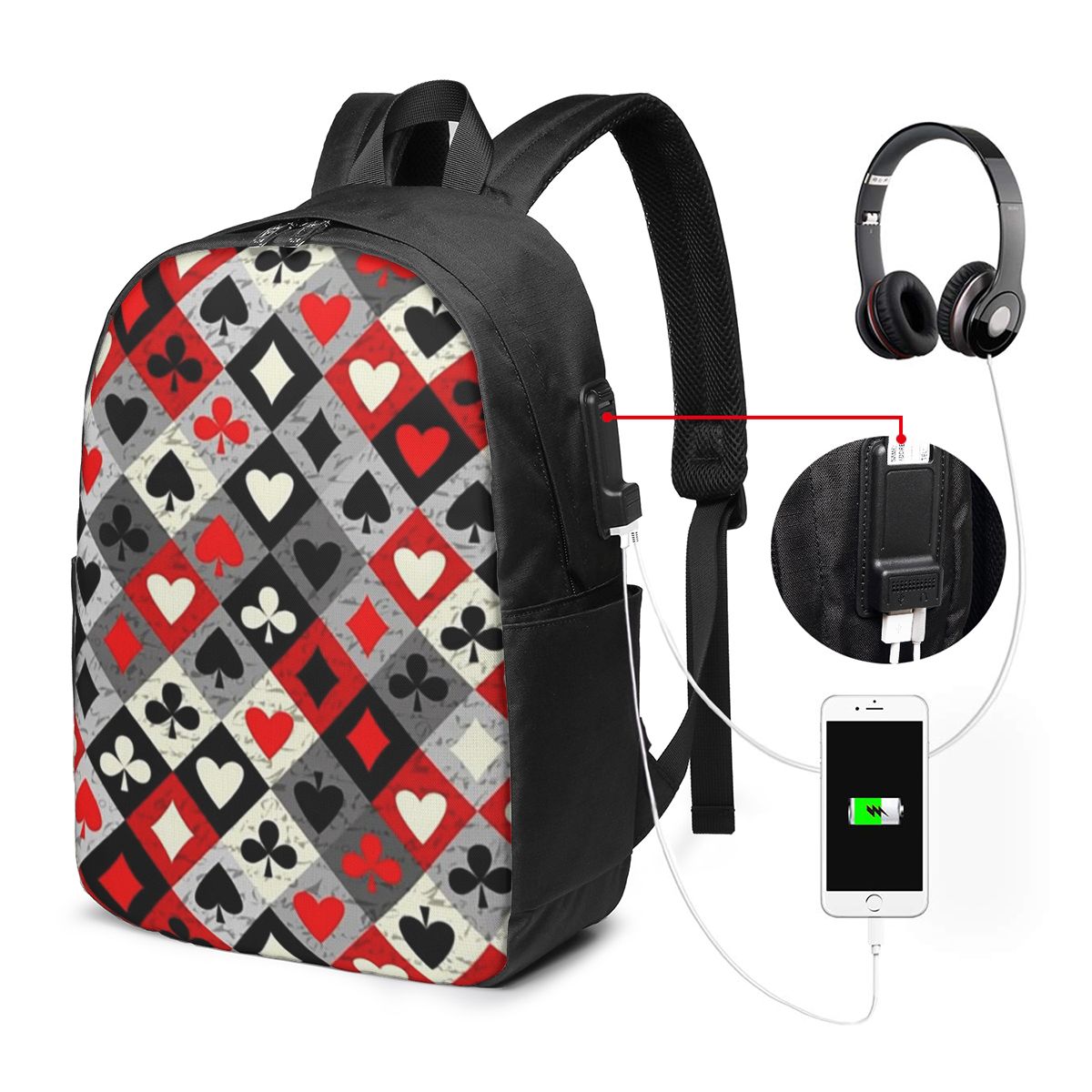 Plecak z nadrukiem kart do pok – Women Bags For Travel recenzja i cena