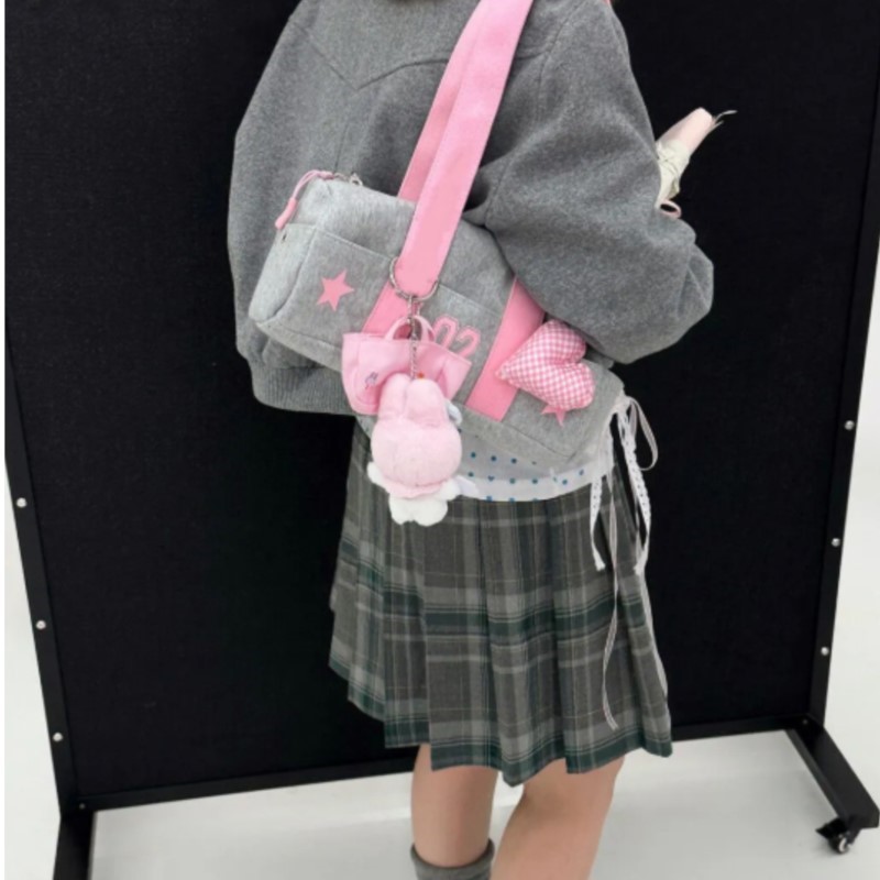 Harajuku Szara Torebka Płócien – Women Bags Grey recenzja i cena